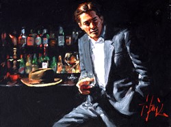 Black Suit and Red Wine by Fabian Perez - Original Painting on Stretched Canvas sized 12x16 inches. Available from Whitewall Galleries